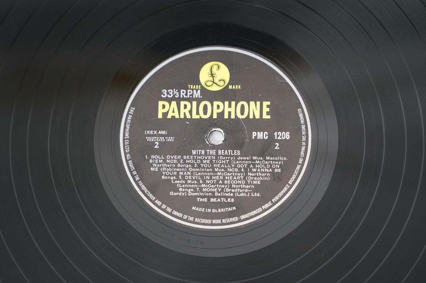 Ten The Beatles LP record albums; With The Beatles, PMC 1206, XEX.447, two copies of A Hard Day’s Night, both PMC 1230, XEX.481, two copies of Help!, PMC 1255, XEX.549 and PMC 1255, XEX.550, Rubber Soul, PMC 1267, XEX.57